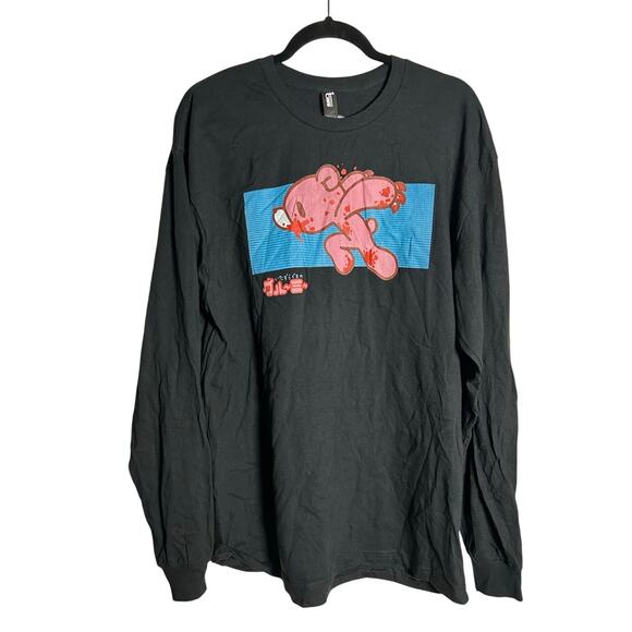 GLOOMY The Naughty Grizzly New Long Sleeve Black Graphic Tee Size XL - Picture 2 of 7